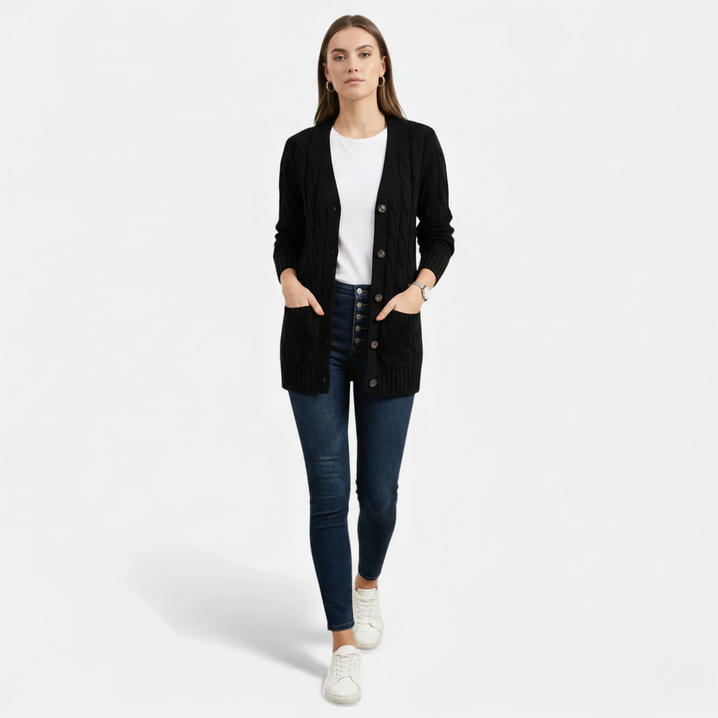 Monvéline | Women’s Cable Knit Cardigan – Heritage Soft-Touch Warmth