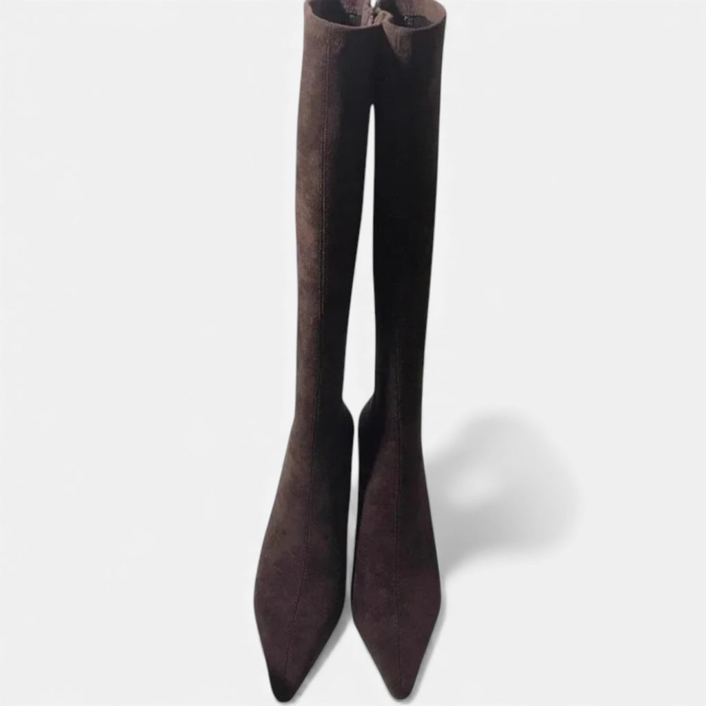 Monvéline | Women’s Suede Thigh-High Boots – Heritage Elegance