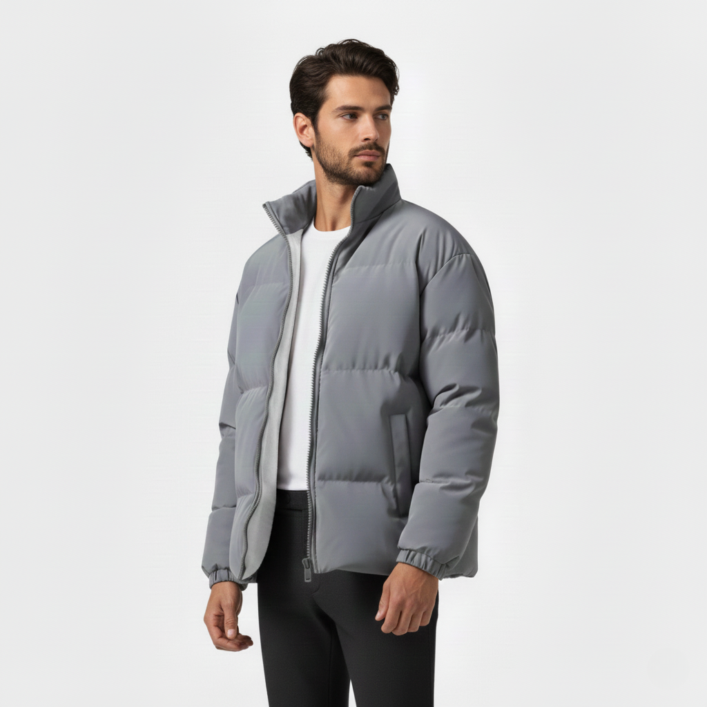 Monvéline | Men’s Sleek Grey Zip Jacket