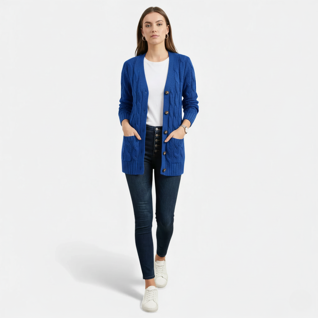 Monvéline | Women’s Cable Knit Cardigan – Heritage Soft-Touch Warmth