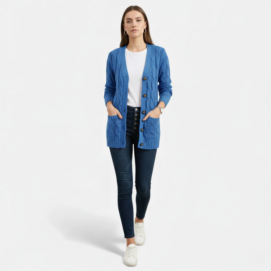 Monvéline | Women’s Cable Knit Cardigan – Heritage Soft-Touch Warmth