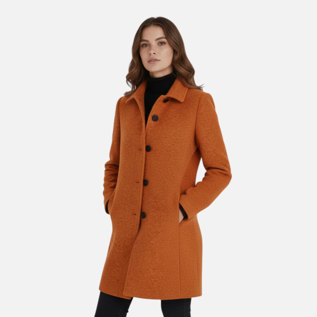 Monvéline | Women’s Wool Blend Coat with Stand Collar