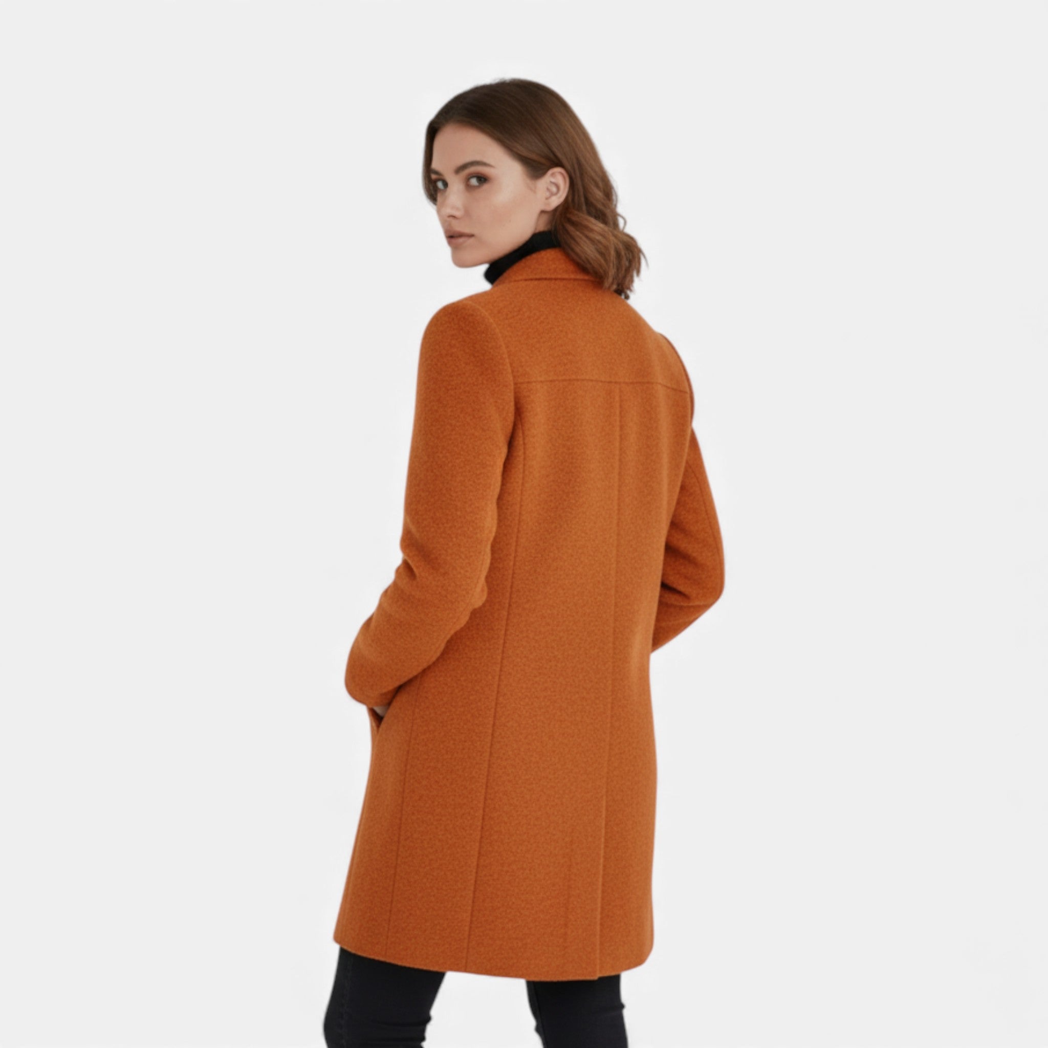 Monvéline | Women’s Wool Blend Coat with Stand Collar