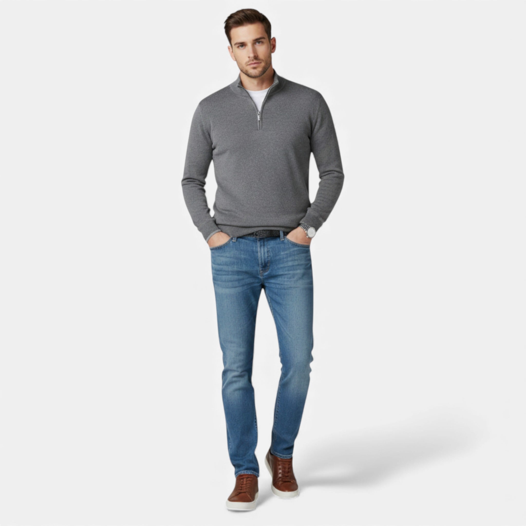 Monvéline | Men’s Winter Sweater – Heritage Zip-Up Knit