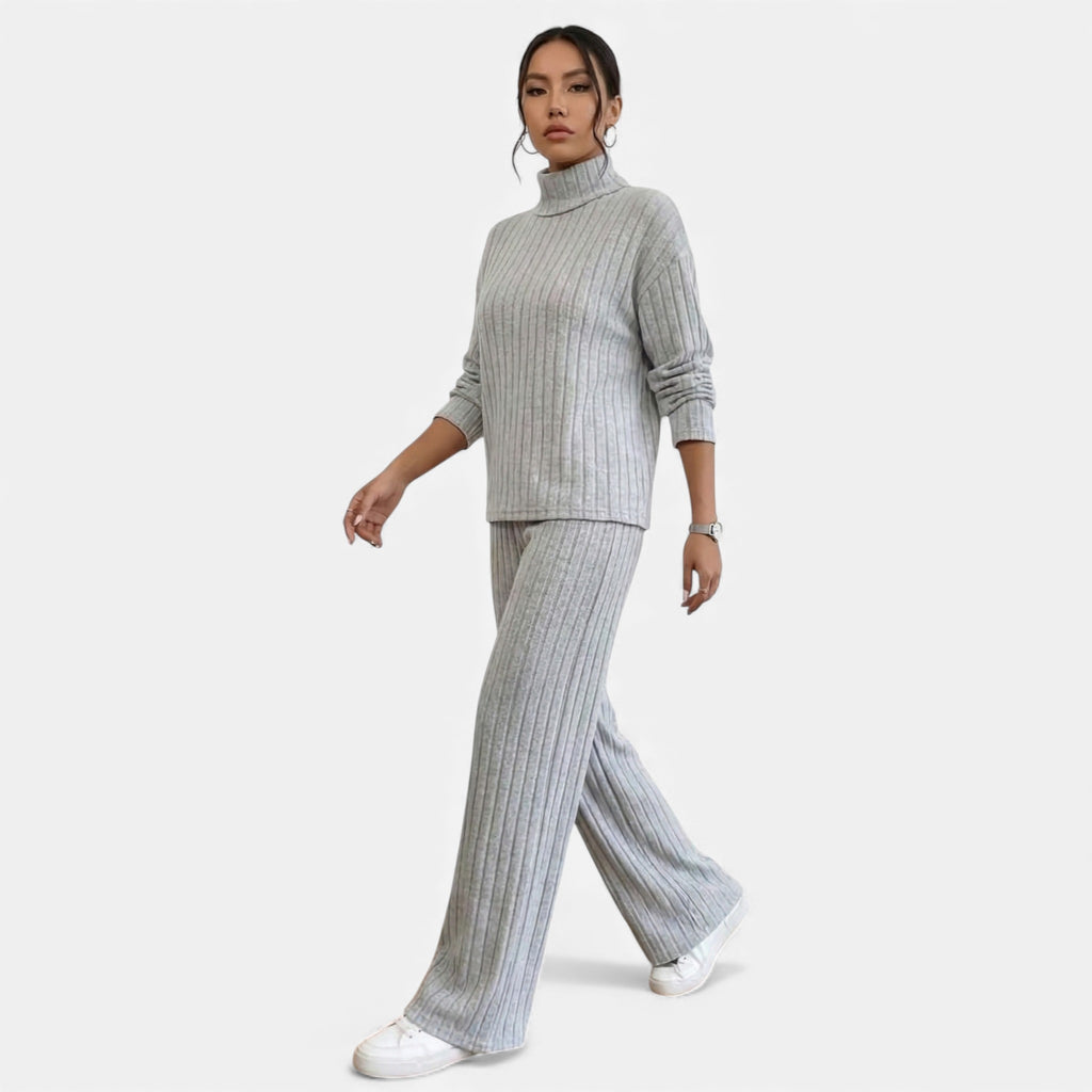 Monvéline | Women’s Two-Piece Set – Refined Ribbed Comfort
