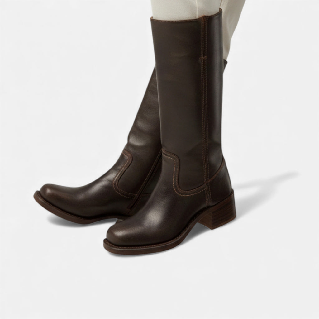 Monvéline | Women’s Knee-High Leather Boots – Classic Silhouette