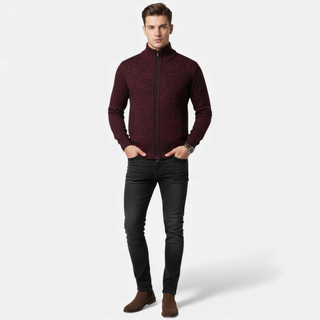 Monvéline | Men’s Casual Cardigan – Stand-Collar Knit Comfort