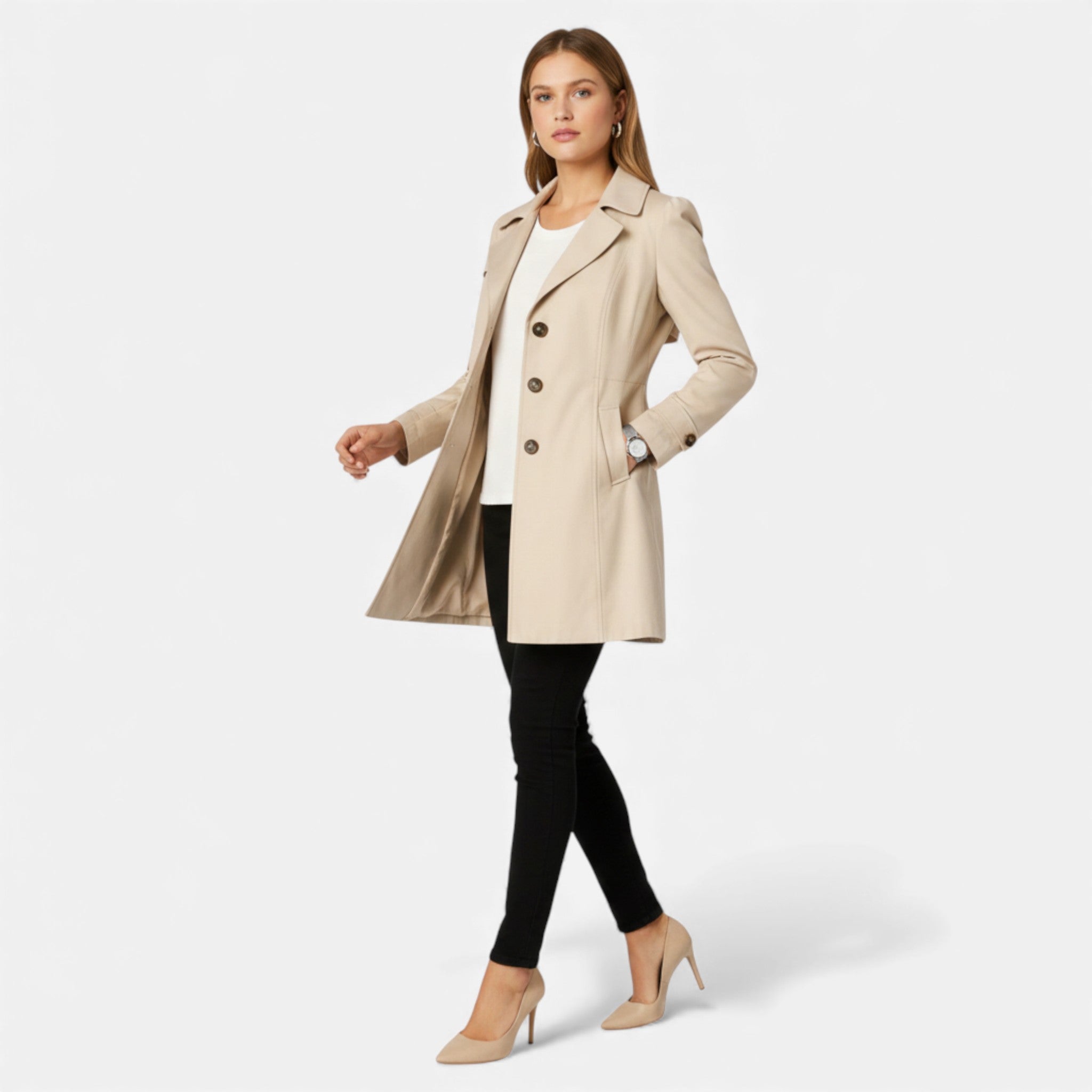 Monvéline | Women’s Trench Coat – Refined Single-Breasted Heritage