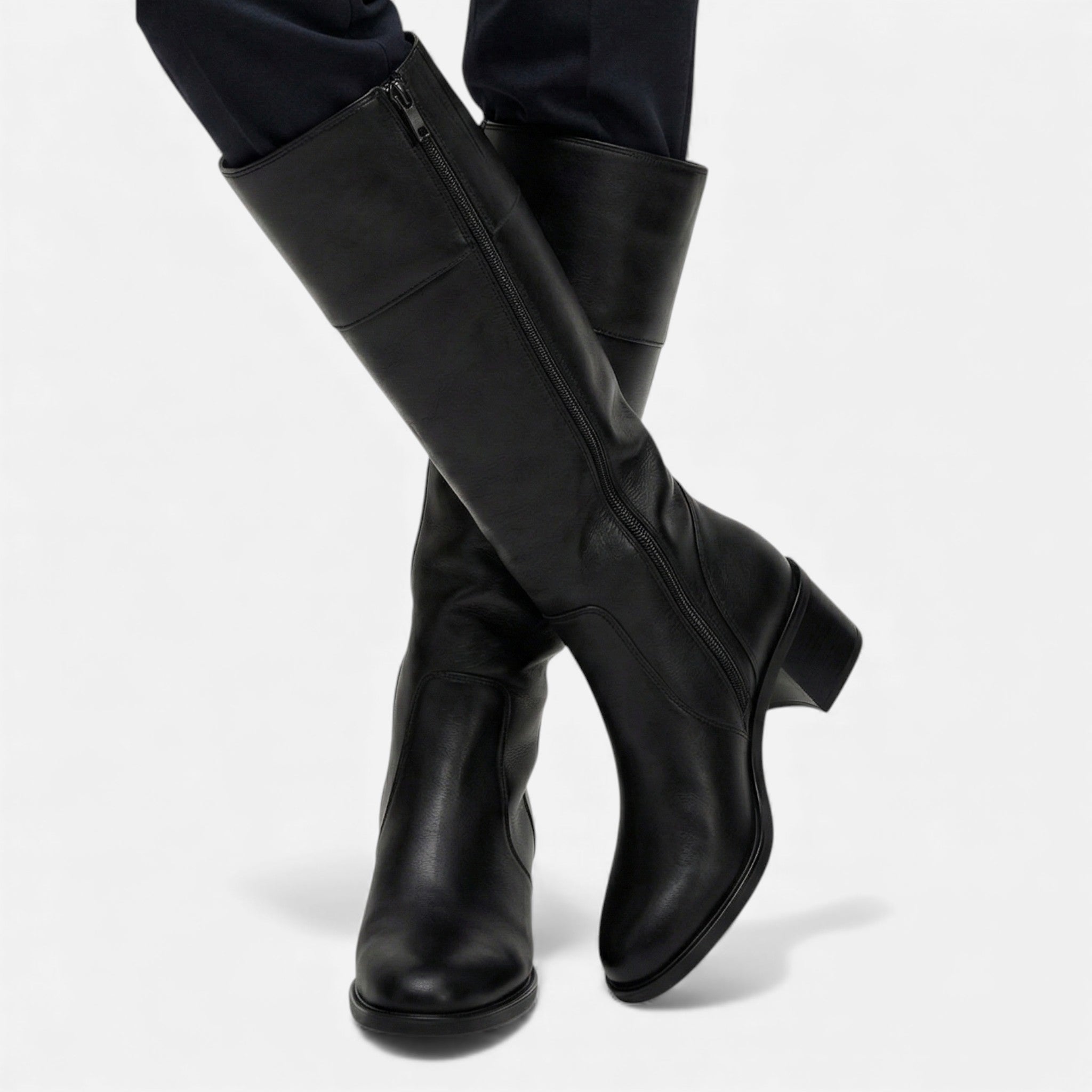 Monvéline | Women’s Leather Boots – Knee-High Sculpted Elegance