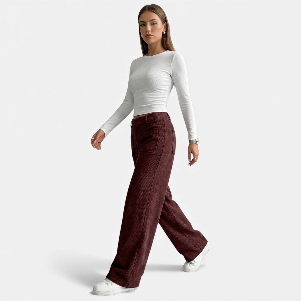 Monvéline | Women’s Wide-Leg Trousers – Effortless Draped Elegance