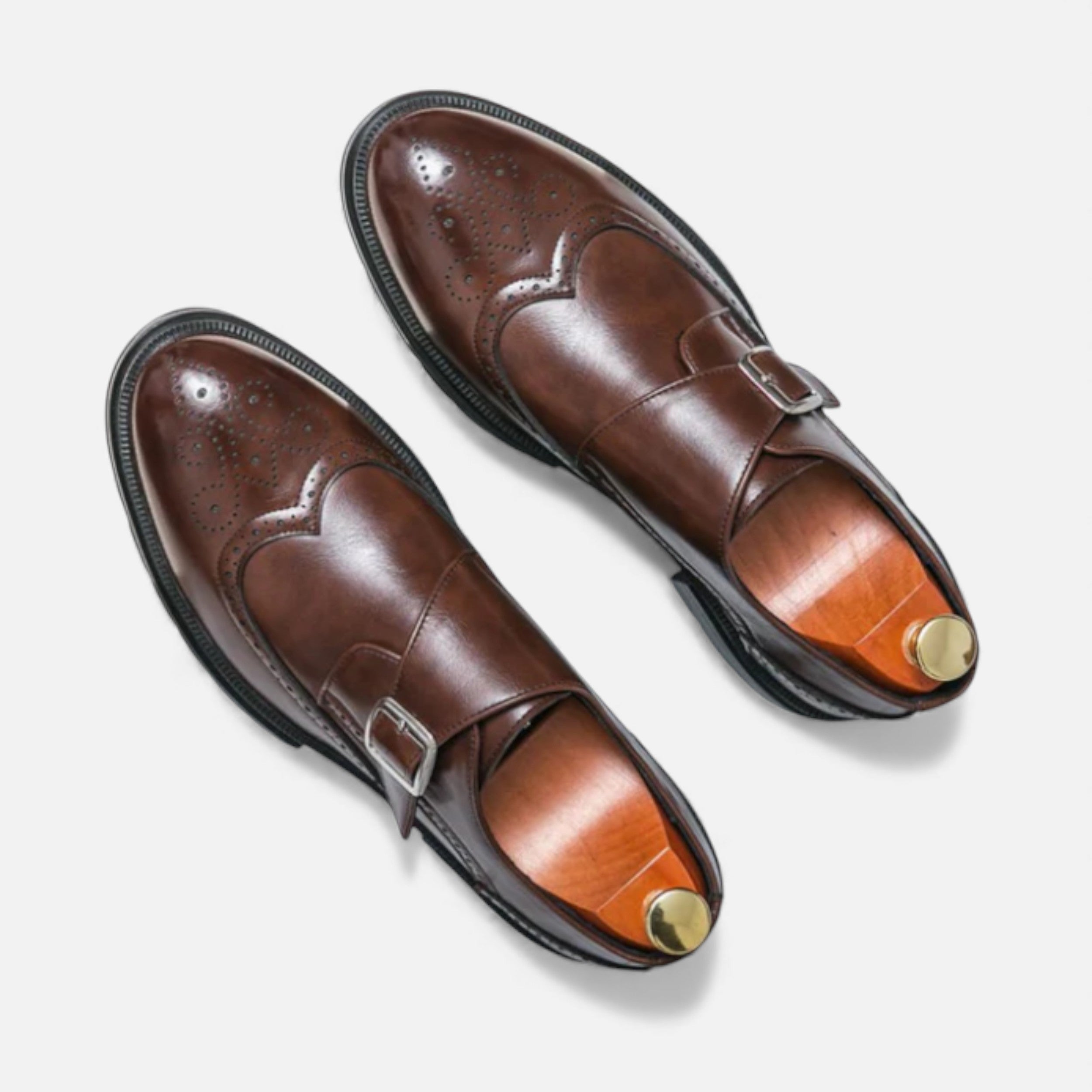 Monvéline | Men’s Monk Strap Brogue Oxfords