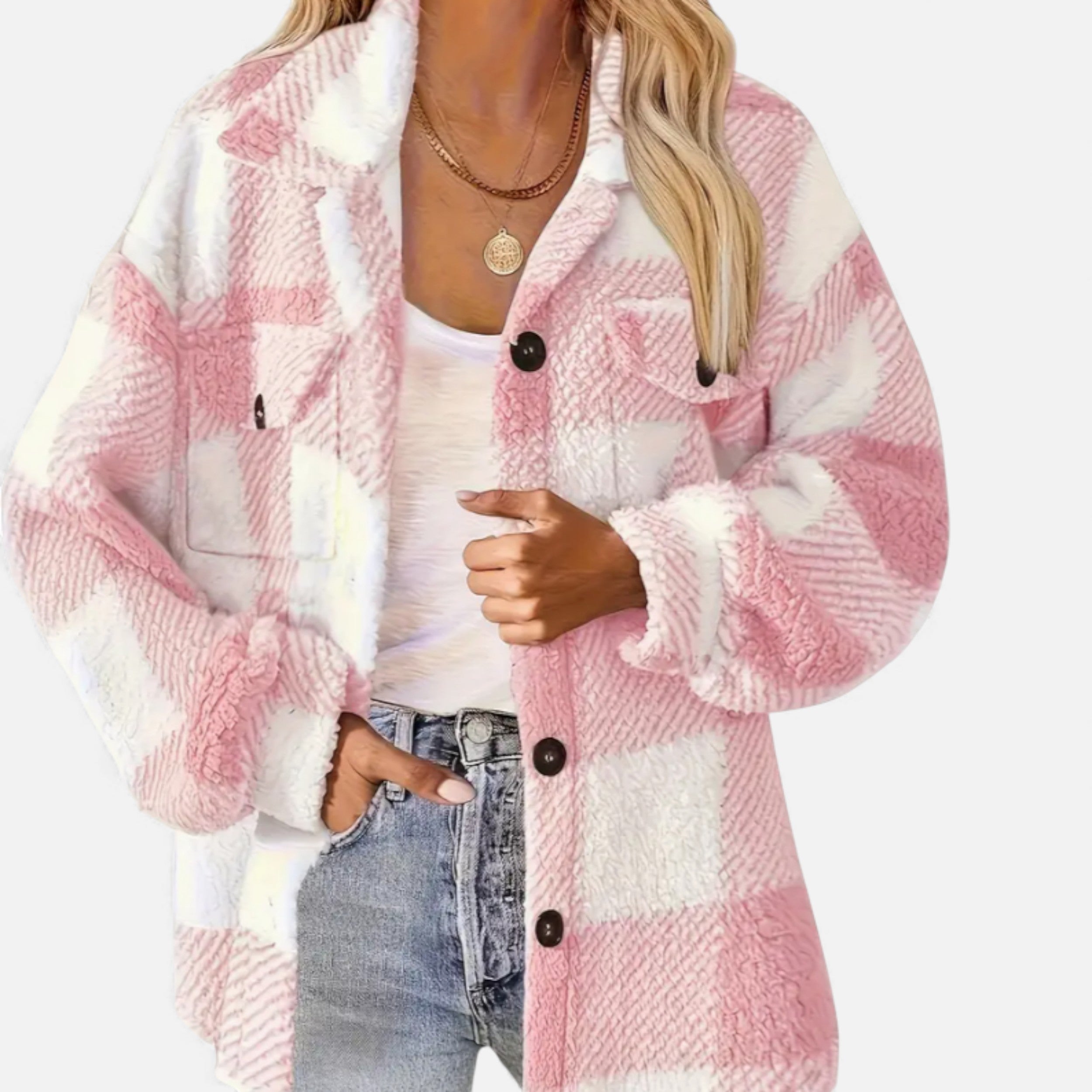 Monvéline | Women’s Heritage Checkered Plush Winter Coat