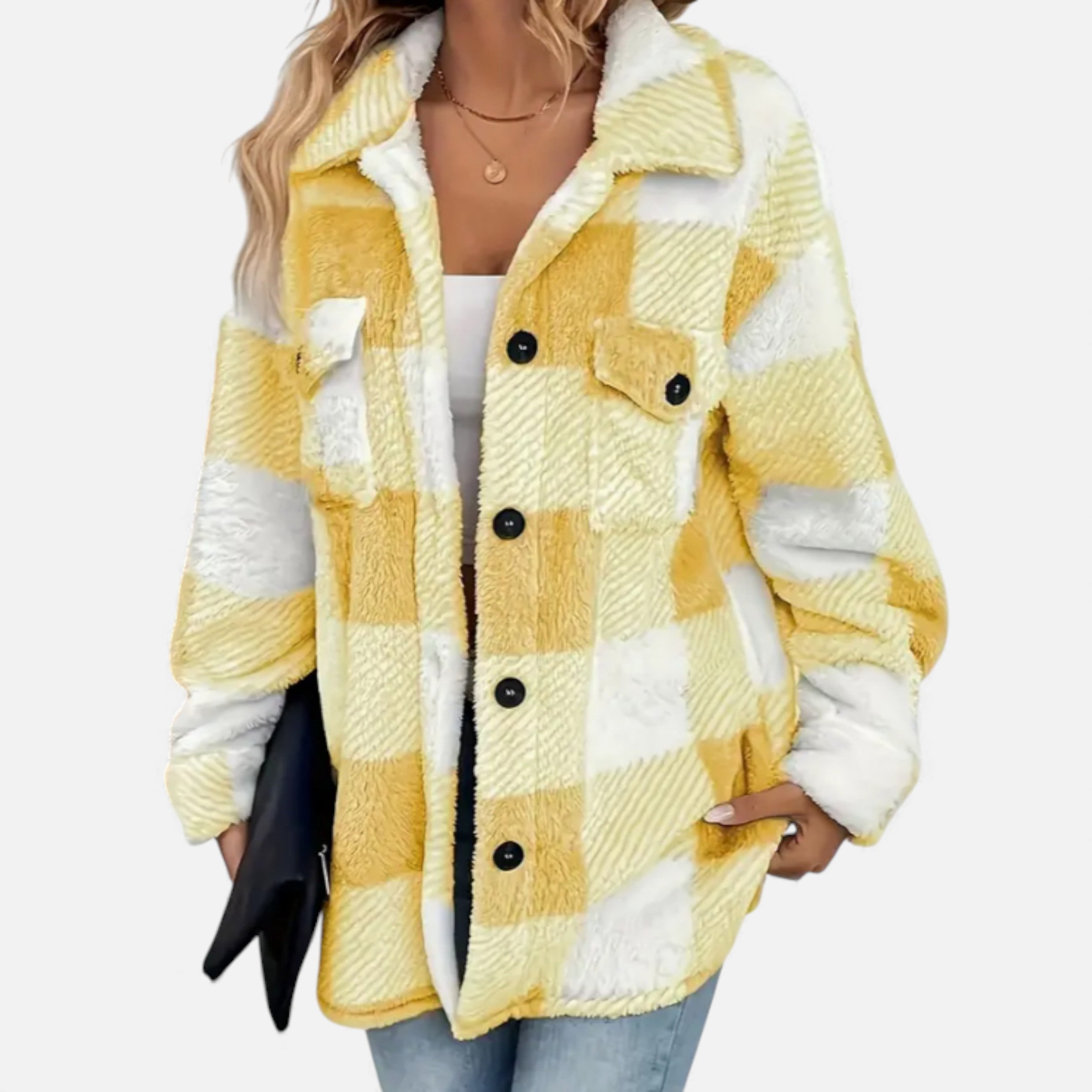 Monvéline | Women’s Heritage Checkered Plush Winter Coat
