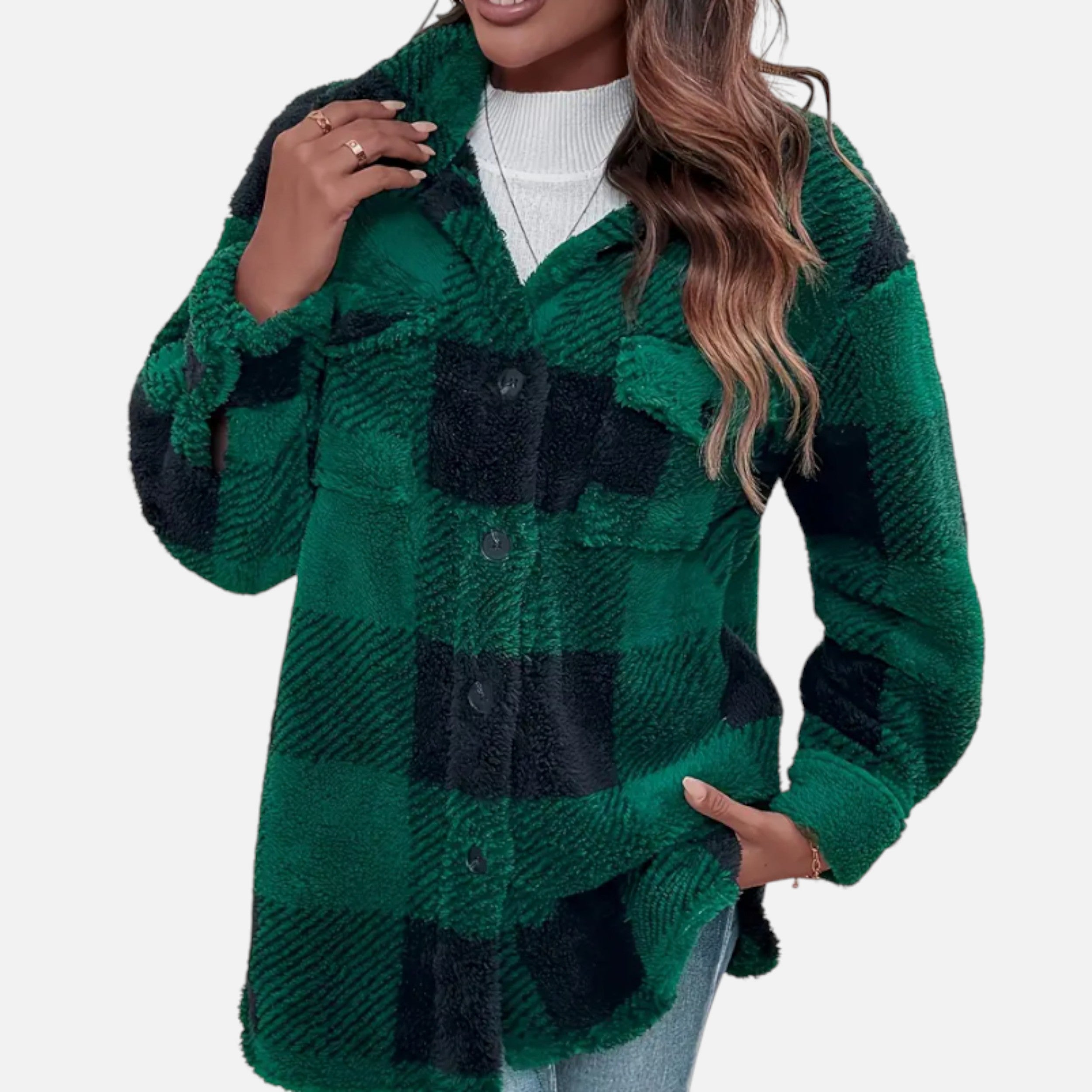 Monvéline | Women’s Heritage Checkered Plush Winter Coat
