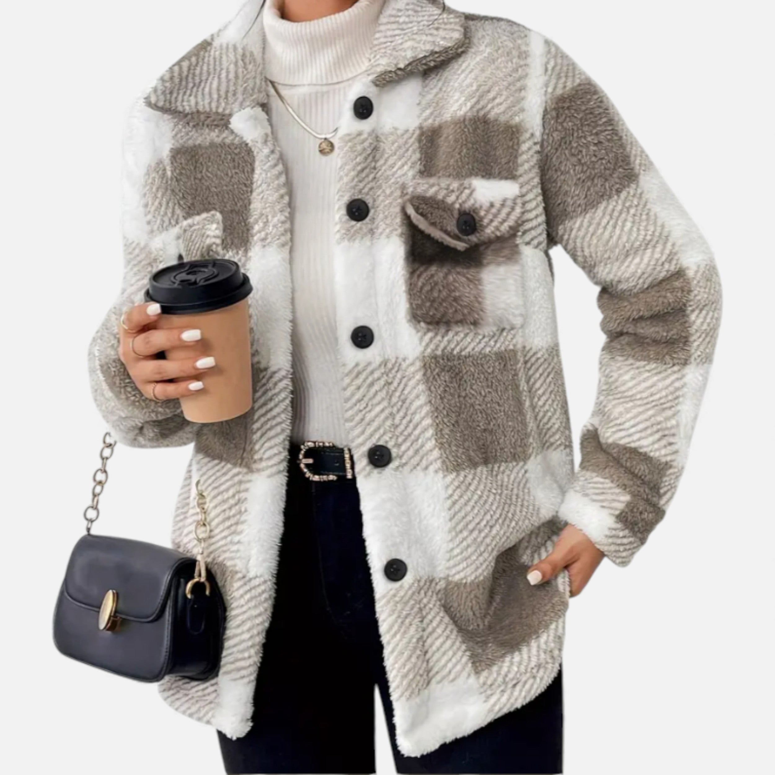 Monvéline | Women’s Heritage Checkered Plush Winter Coat