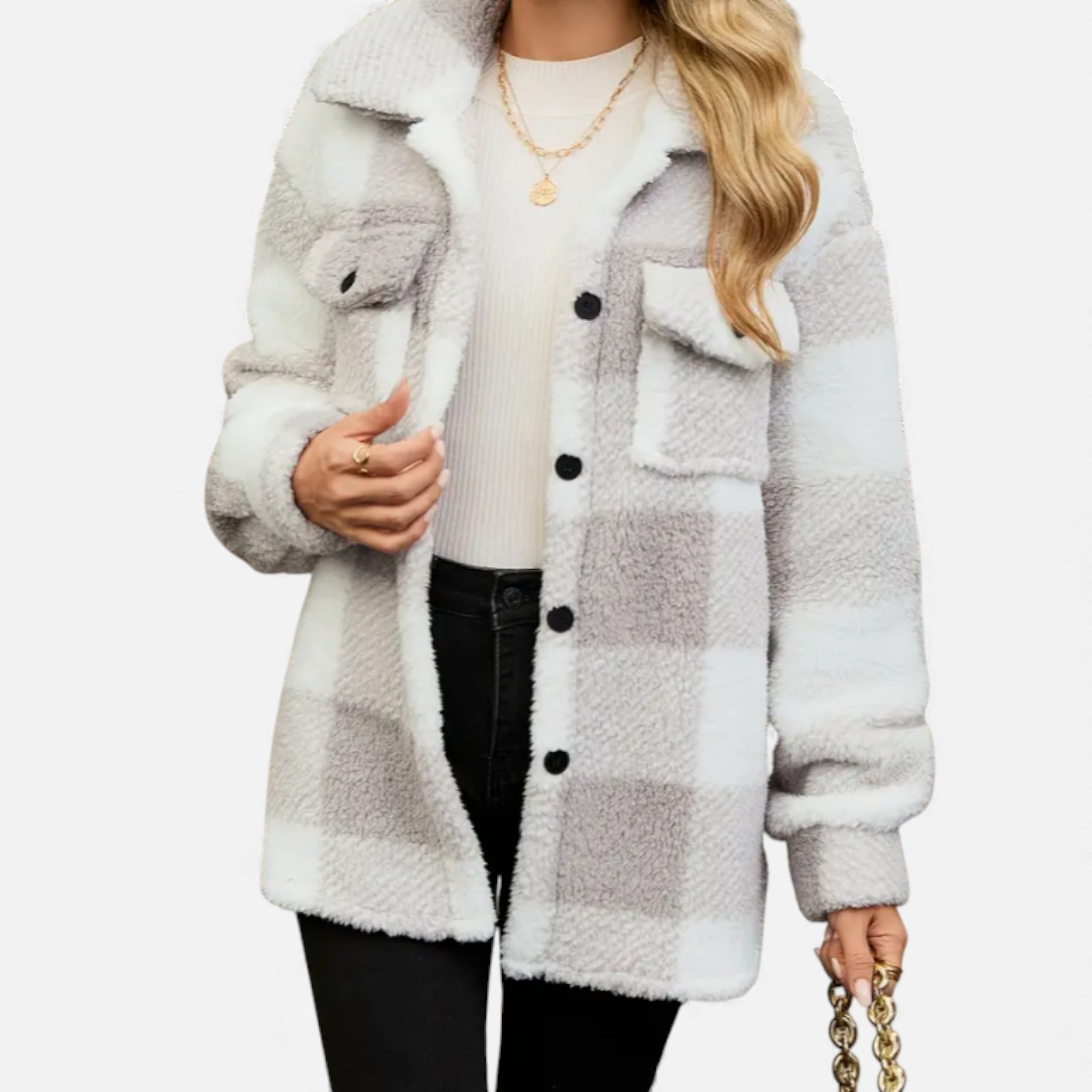 Monvéline | Women’s Heritage Checkered Plush Winter Coat