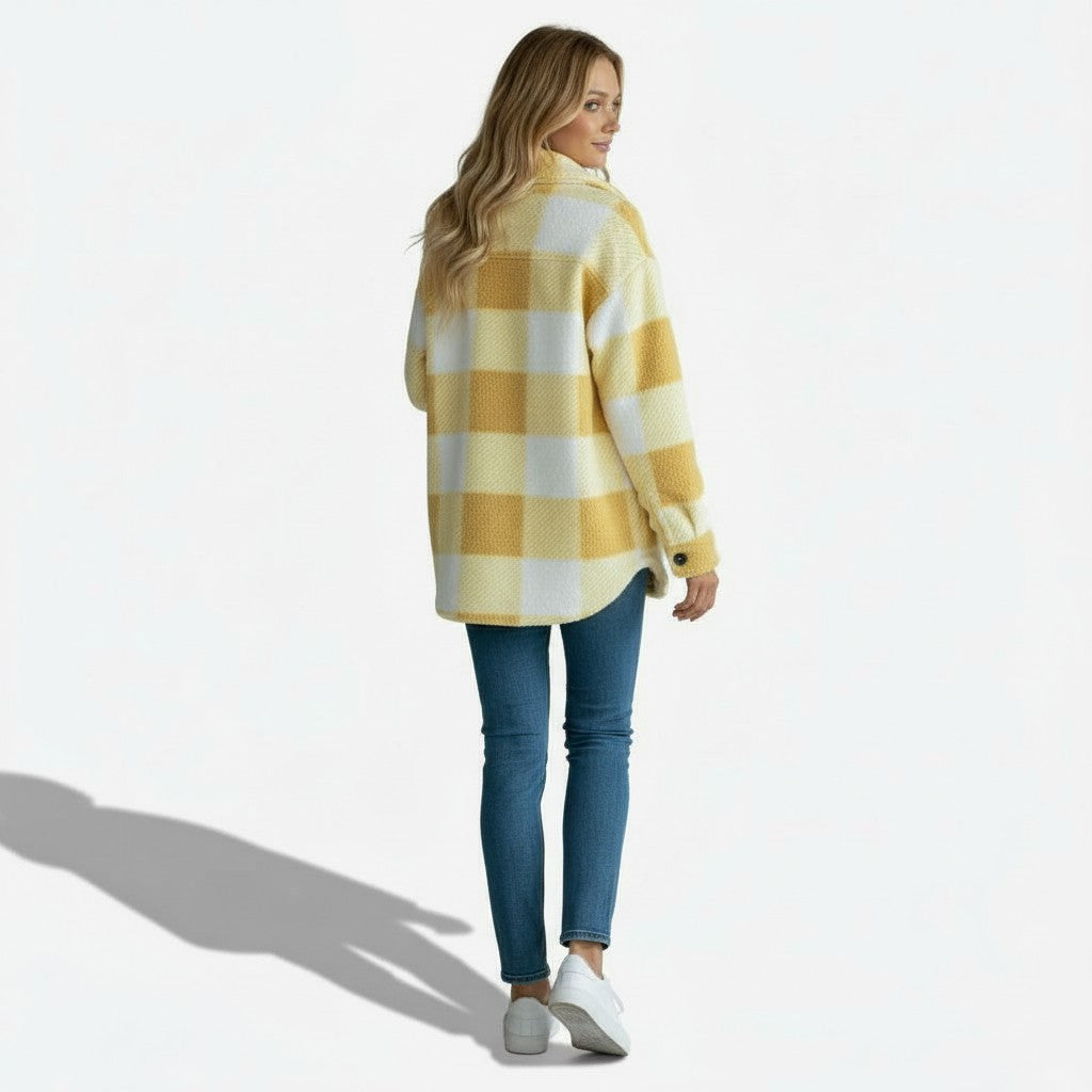 Monvéline | Women’s Heritage Checkered Plush Winter Coat