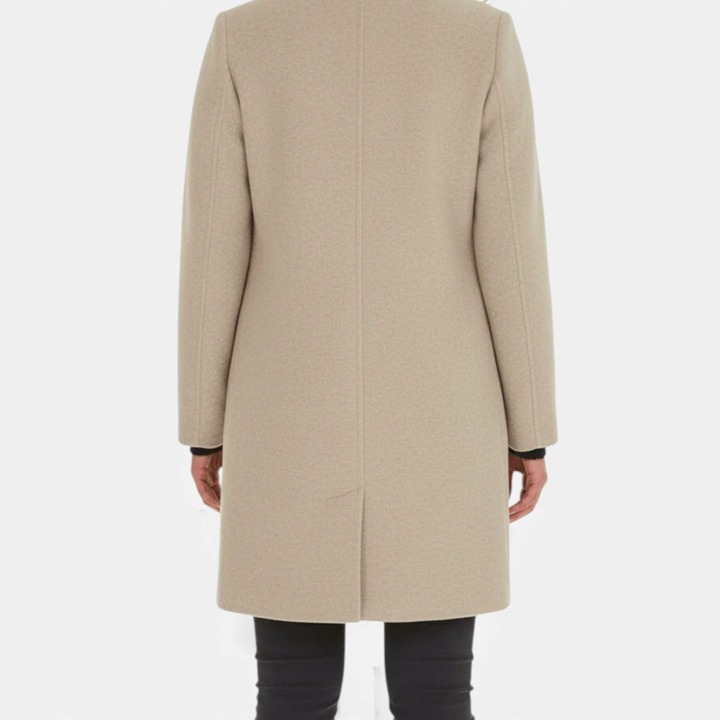 Monvéline | Women’s Wool Blend Coat with Stand Collar