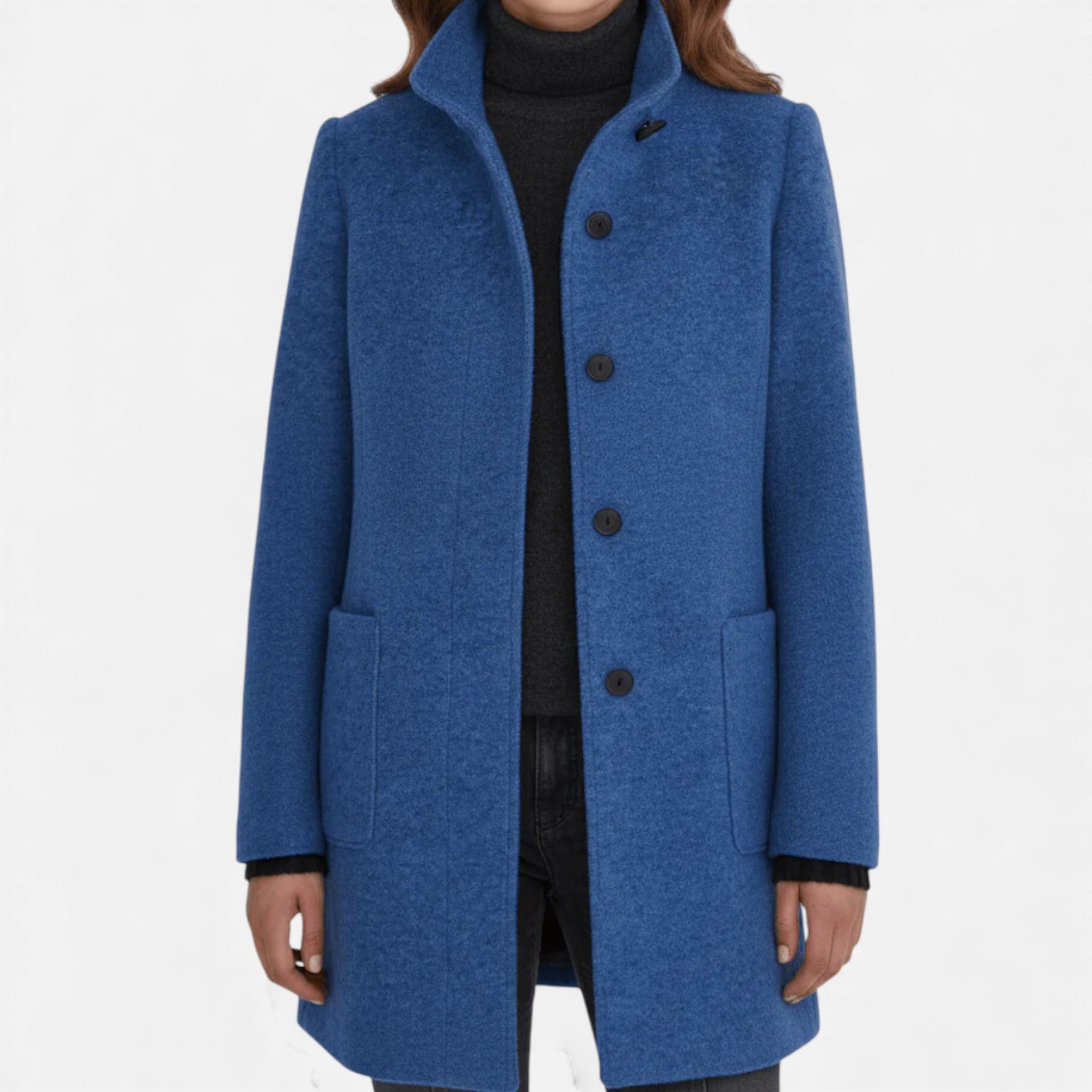 Monvéline | Women’s Wool Blend Coat with Stand Collar