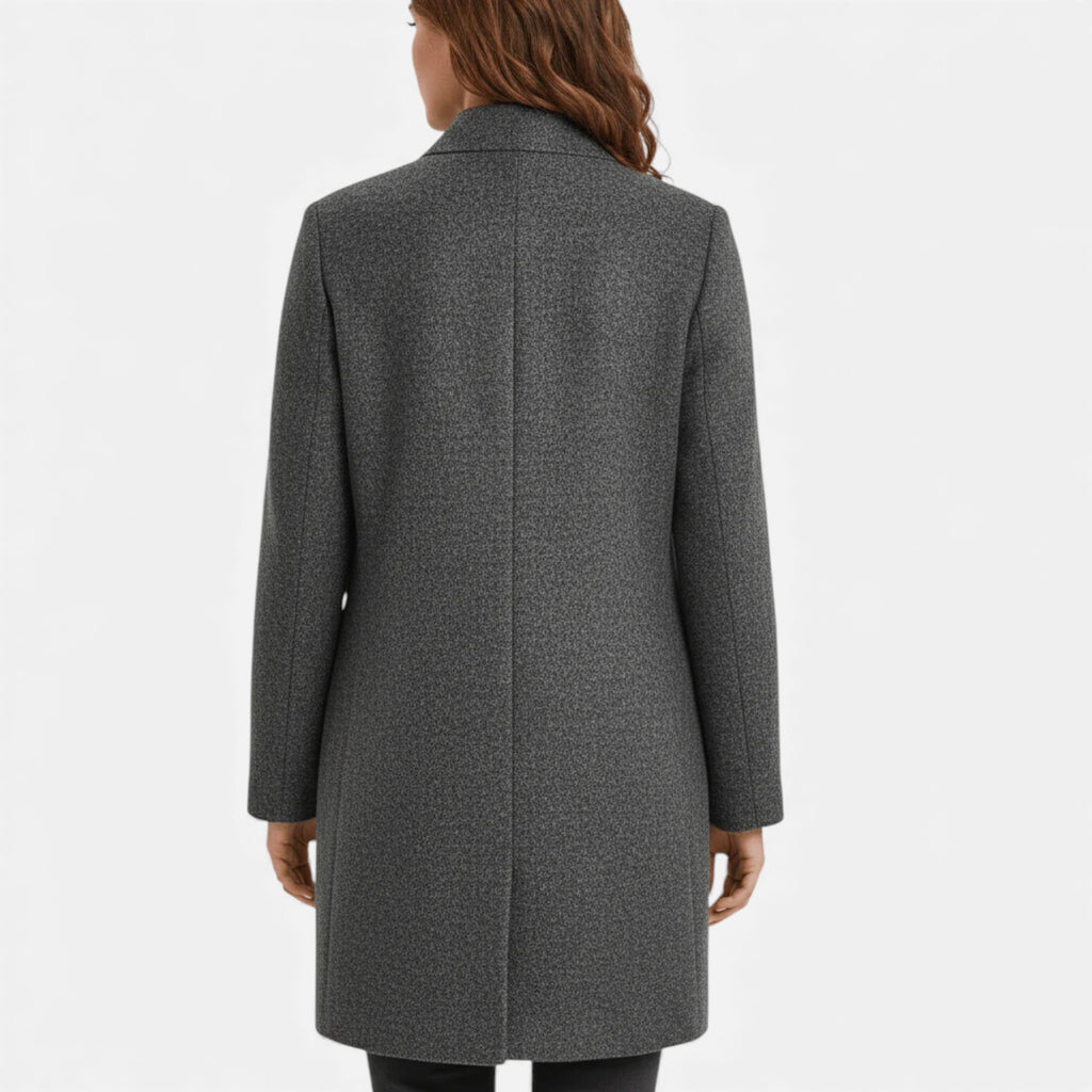 Monvéline | Women’s Wool Blend Coat with Stand Collar