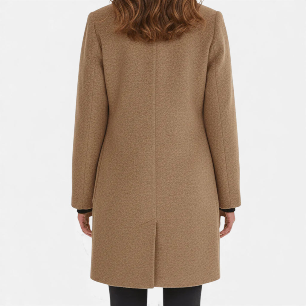 Monvéline | Women’s Wool Blend Coat with Stand Collar