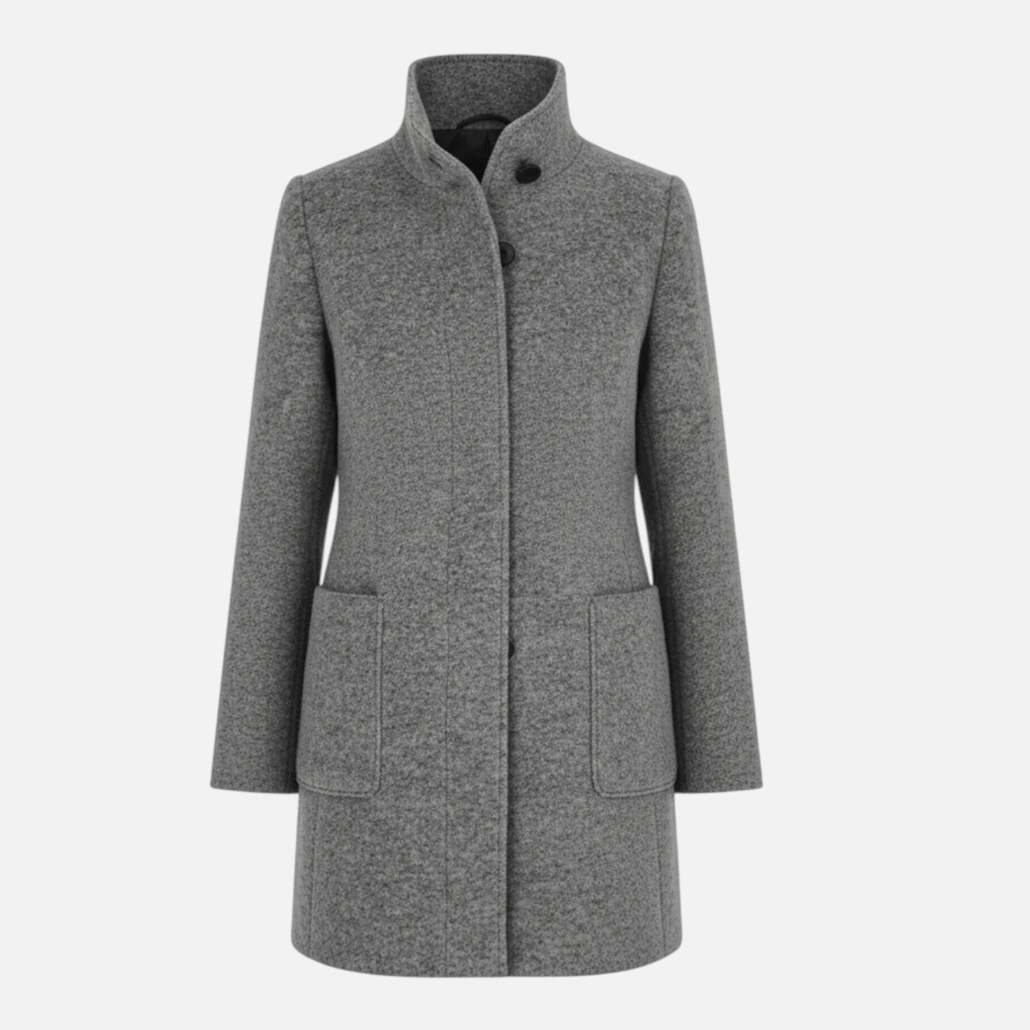 Monvéline | Women’s Wool Blend Coat with Stand Collar