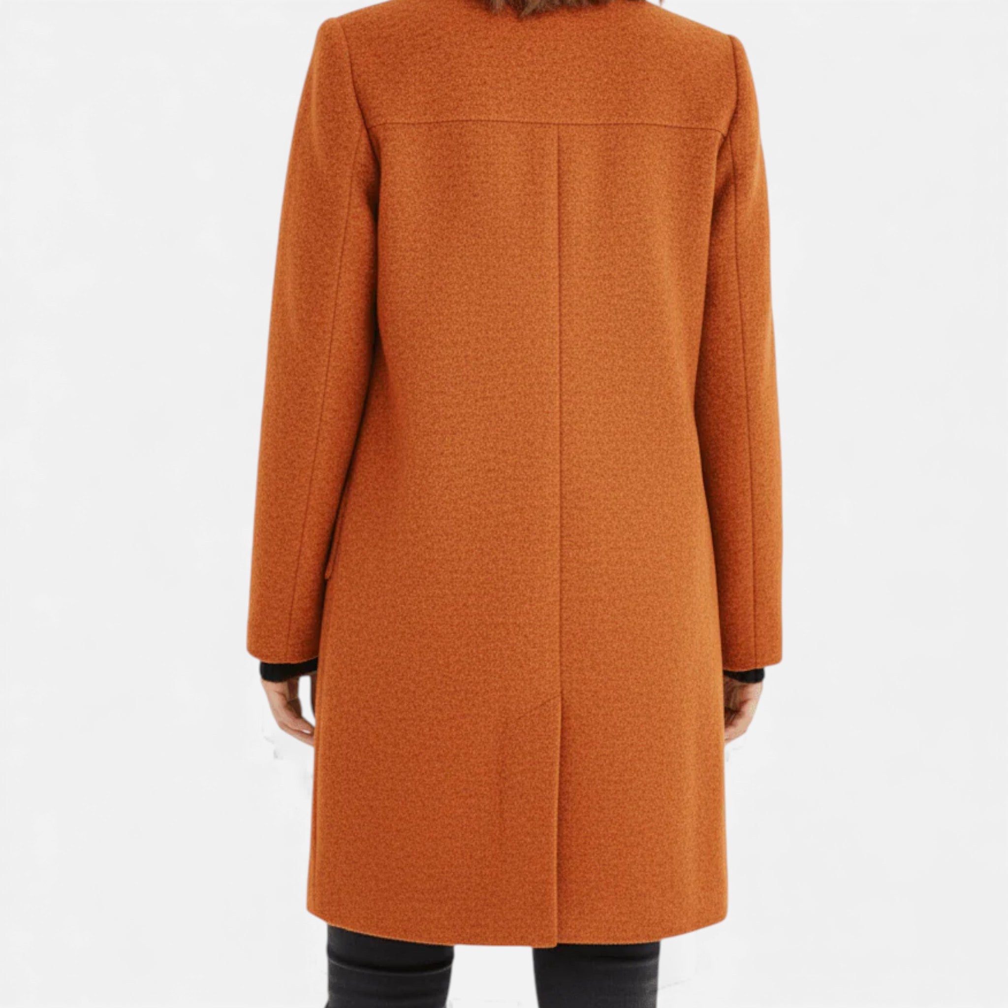Monvéline | Women’s Wool Blend Coat with Stand Collar