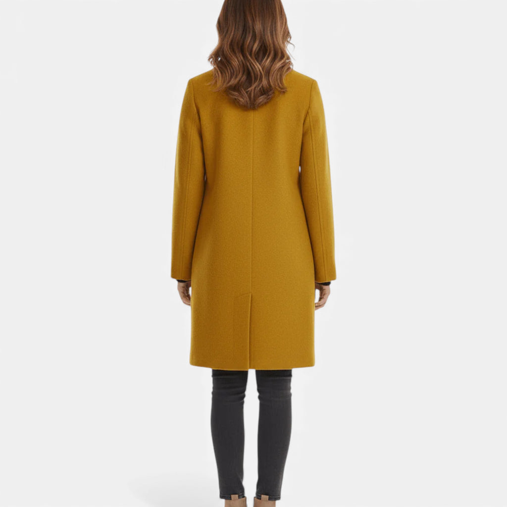 Monvéline | Women’s Wool Blend Coat with Stand Collar