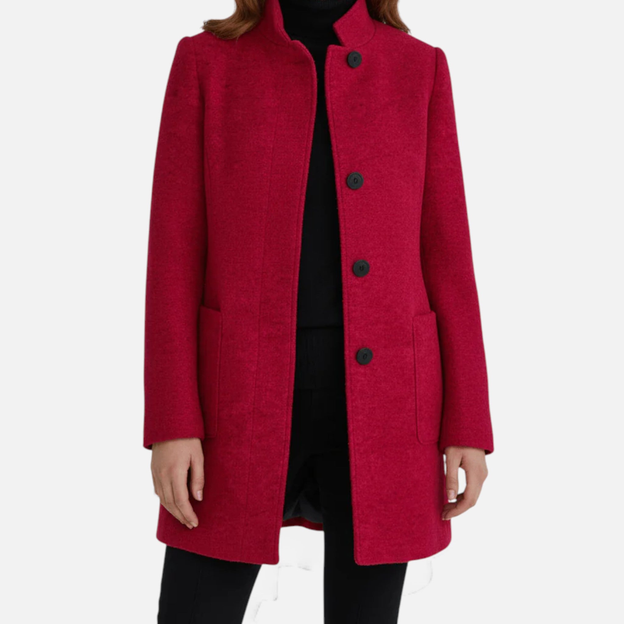 Monvéline | Women’s Wool Blend Coat with Stand Collar