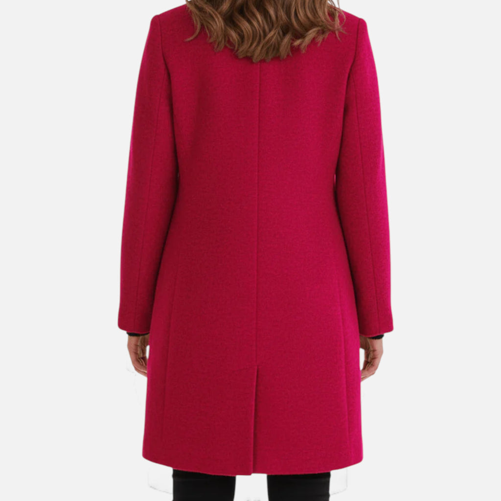 Monvéline | Women’s Wool Blend Coat with Stand Collar