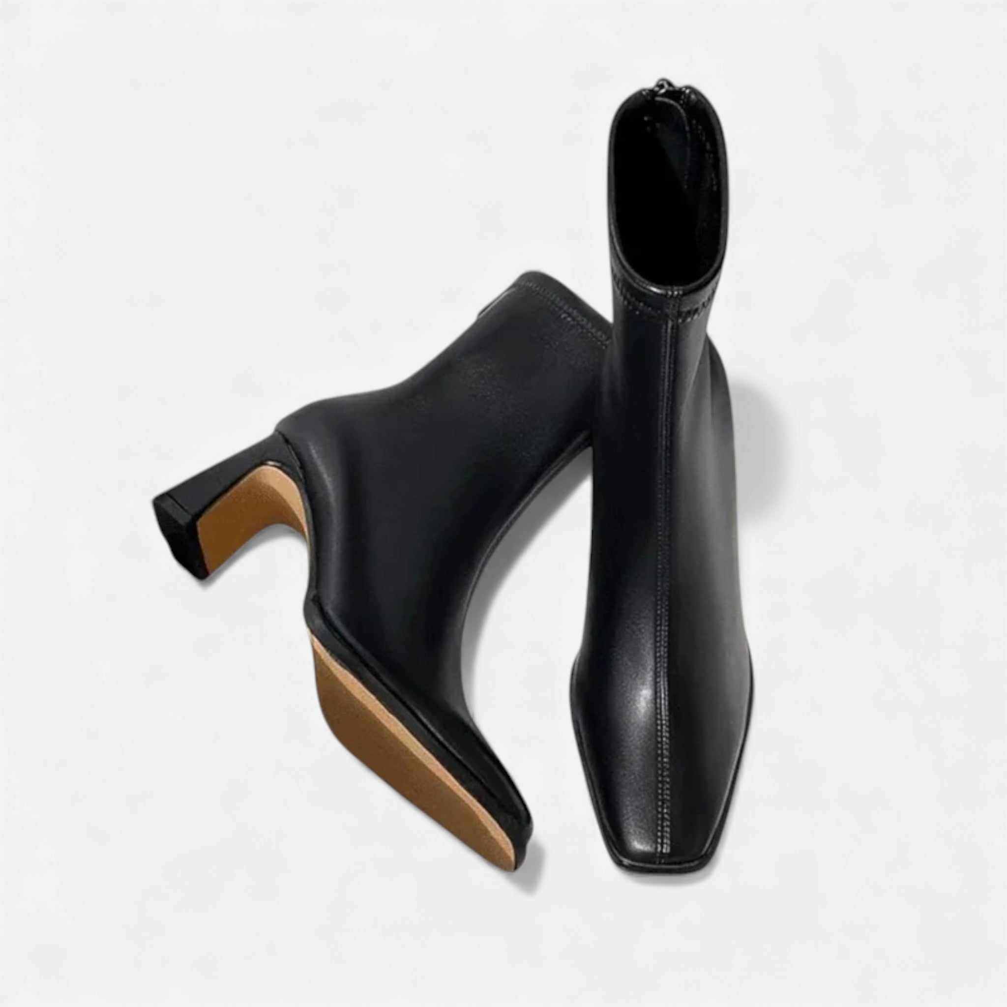 Monvéline | Women’s Square-Toe Ankle Boots – Vintage Sophistication