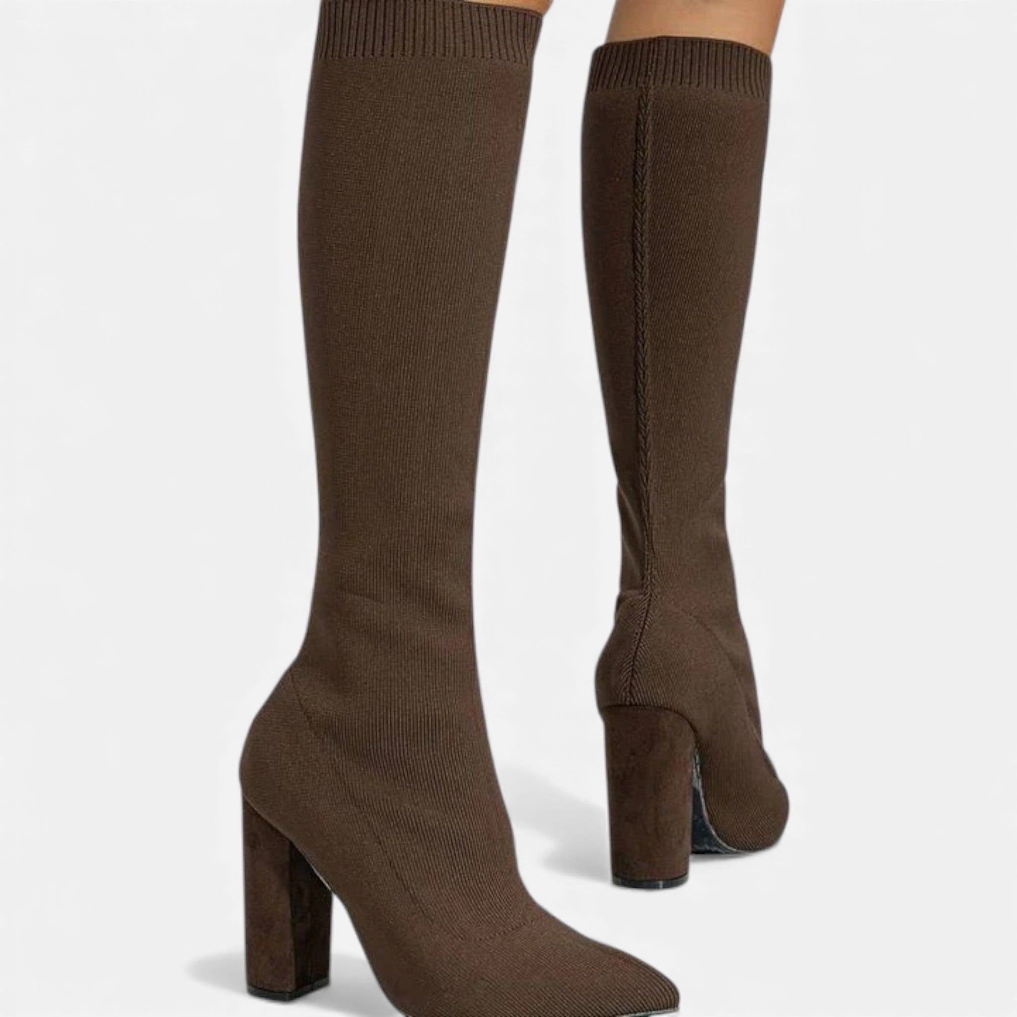 Monvéline | Women’s Knee-High Sock Boots – Refined Contour Fit