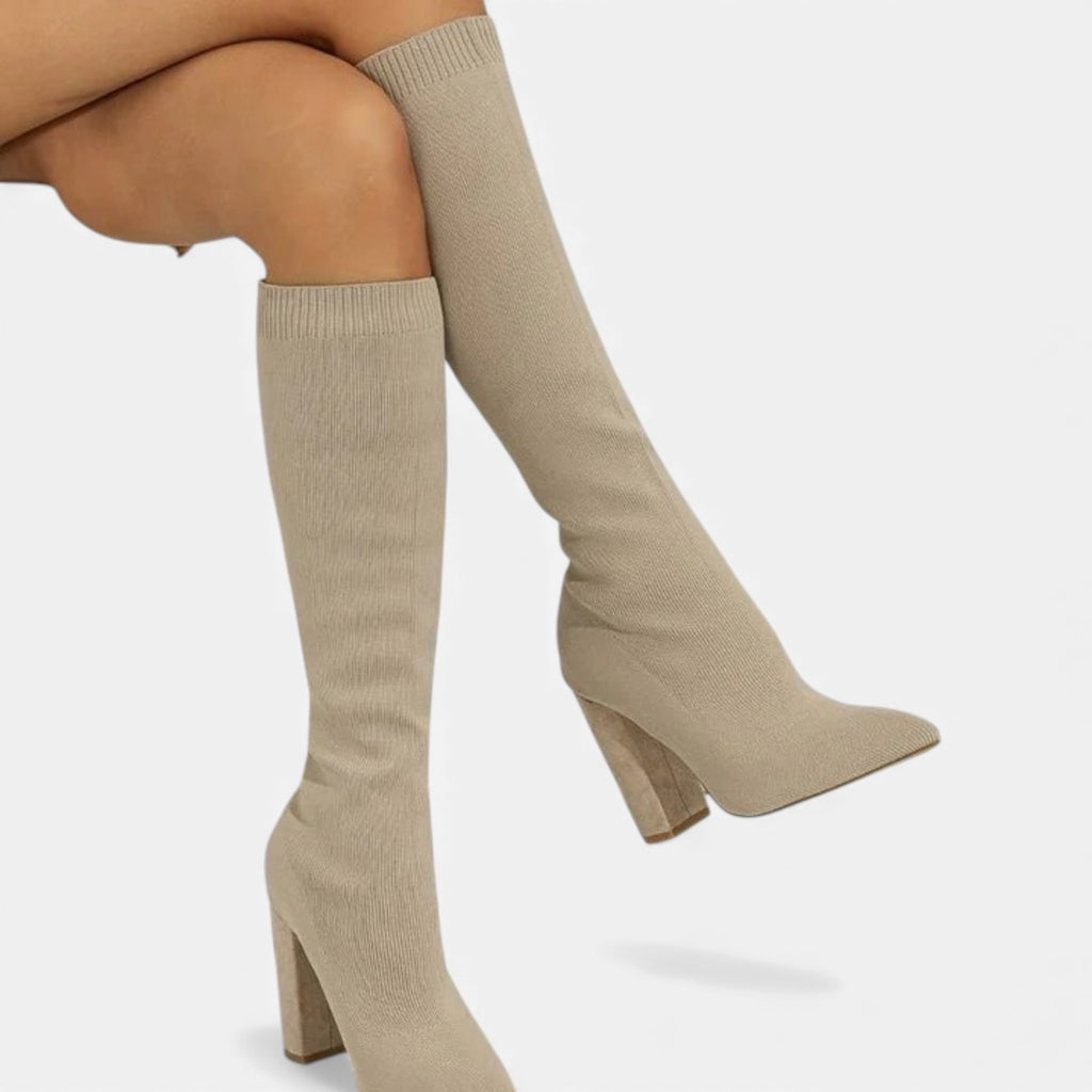 Monvéline | Women’s Knee-High Sock Boots – Refined Contour Fit