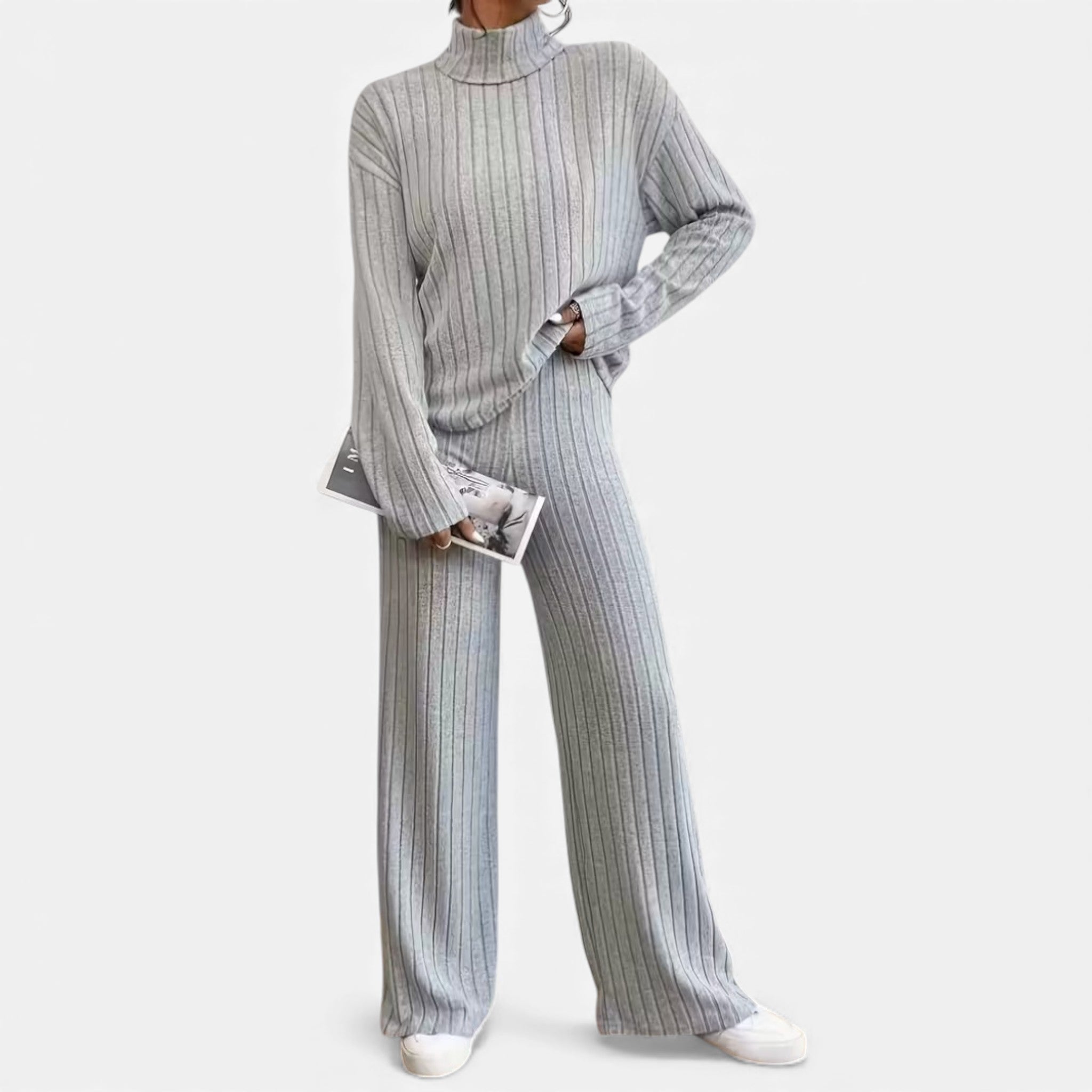 Monvéline | Women’s Two-Piece Set – Refined Ribbed Comfort