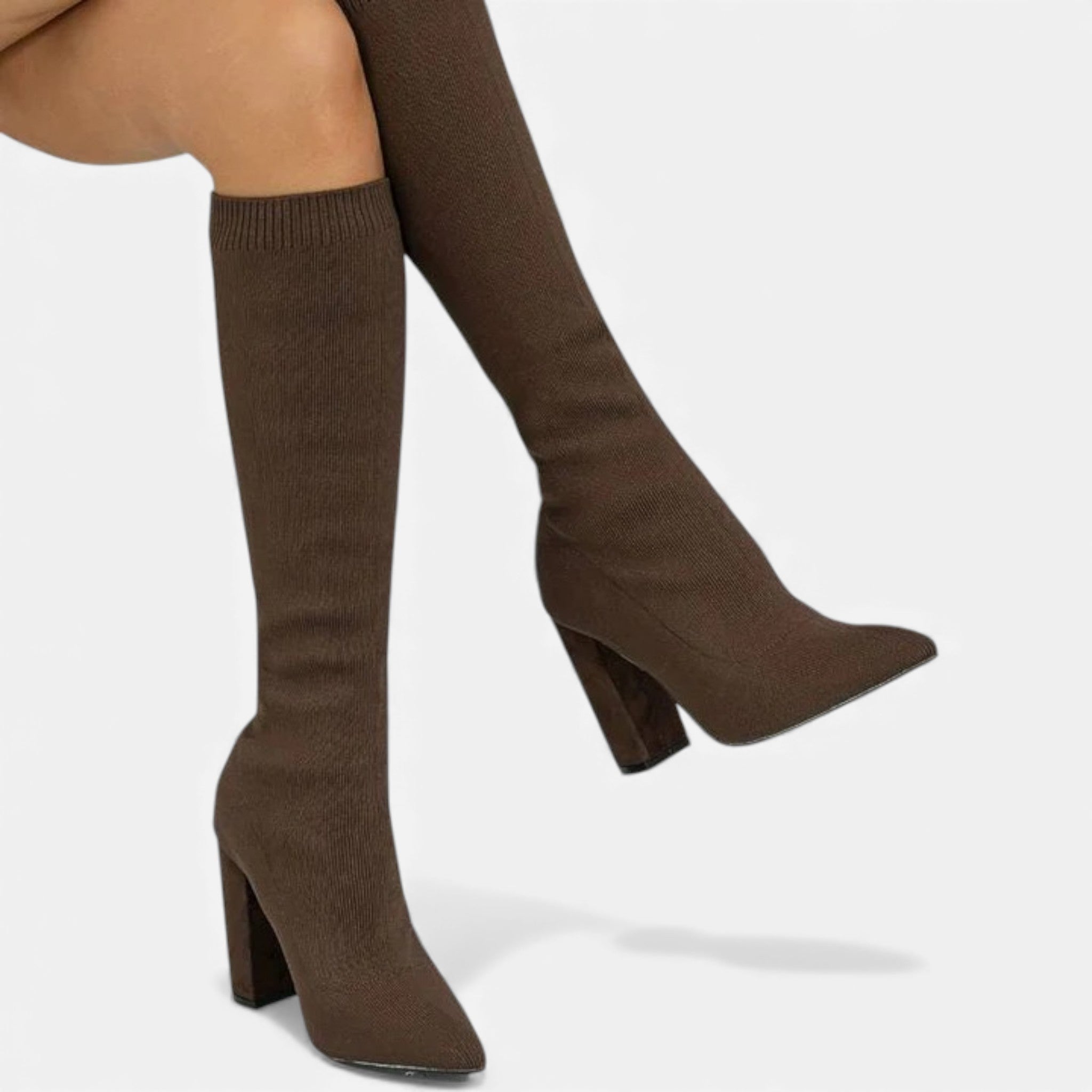 Monvéline | Women’s Knee-High Sock Boots – Refined Contour Fit