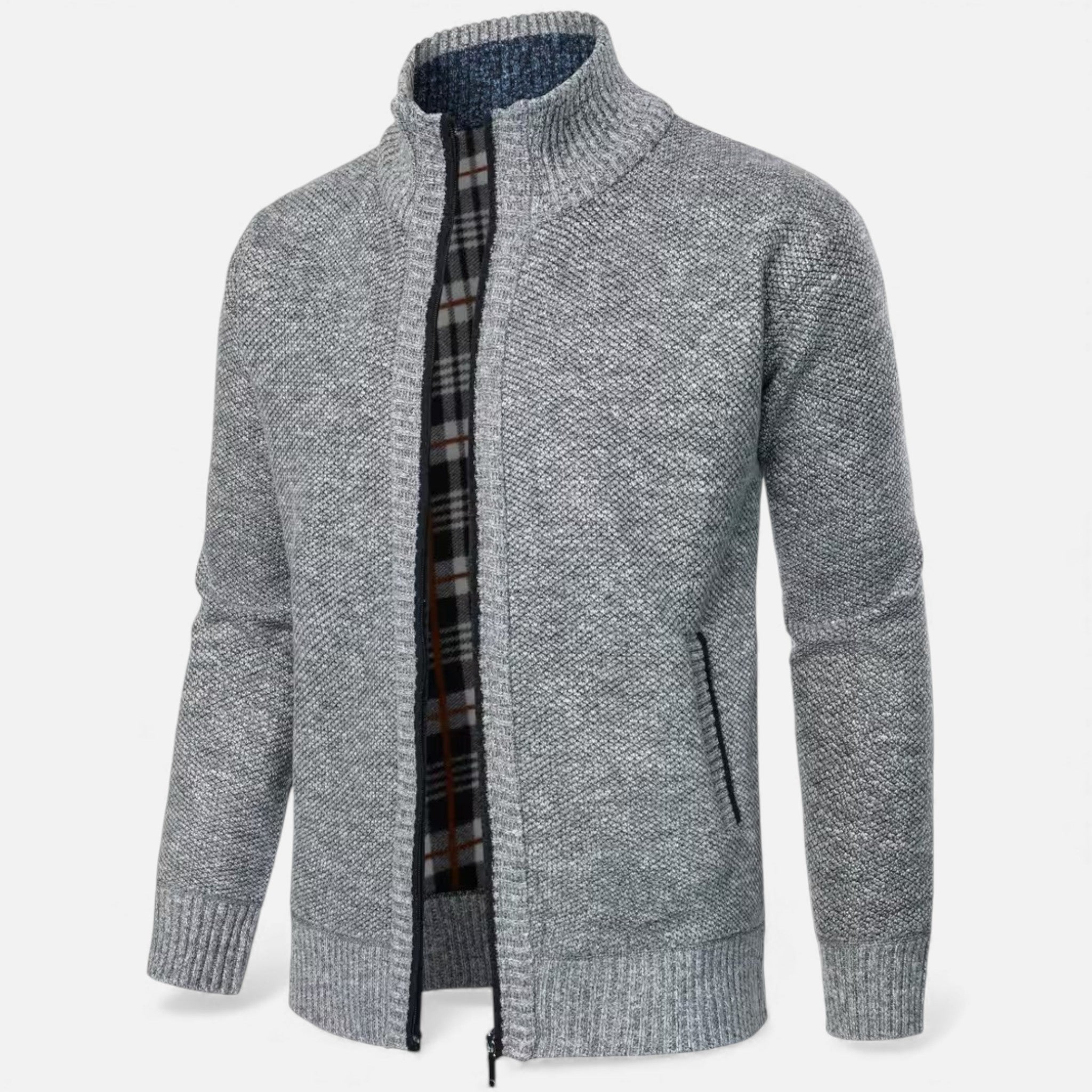 Monvéline | Men’s Casual Cardigan – Stand-Collar Knit Comfort