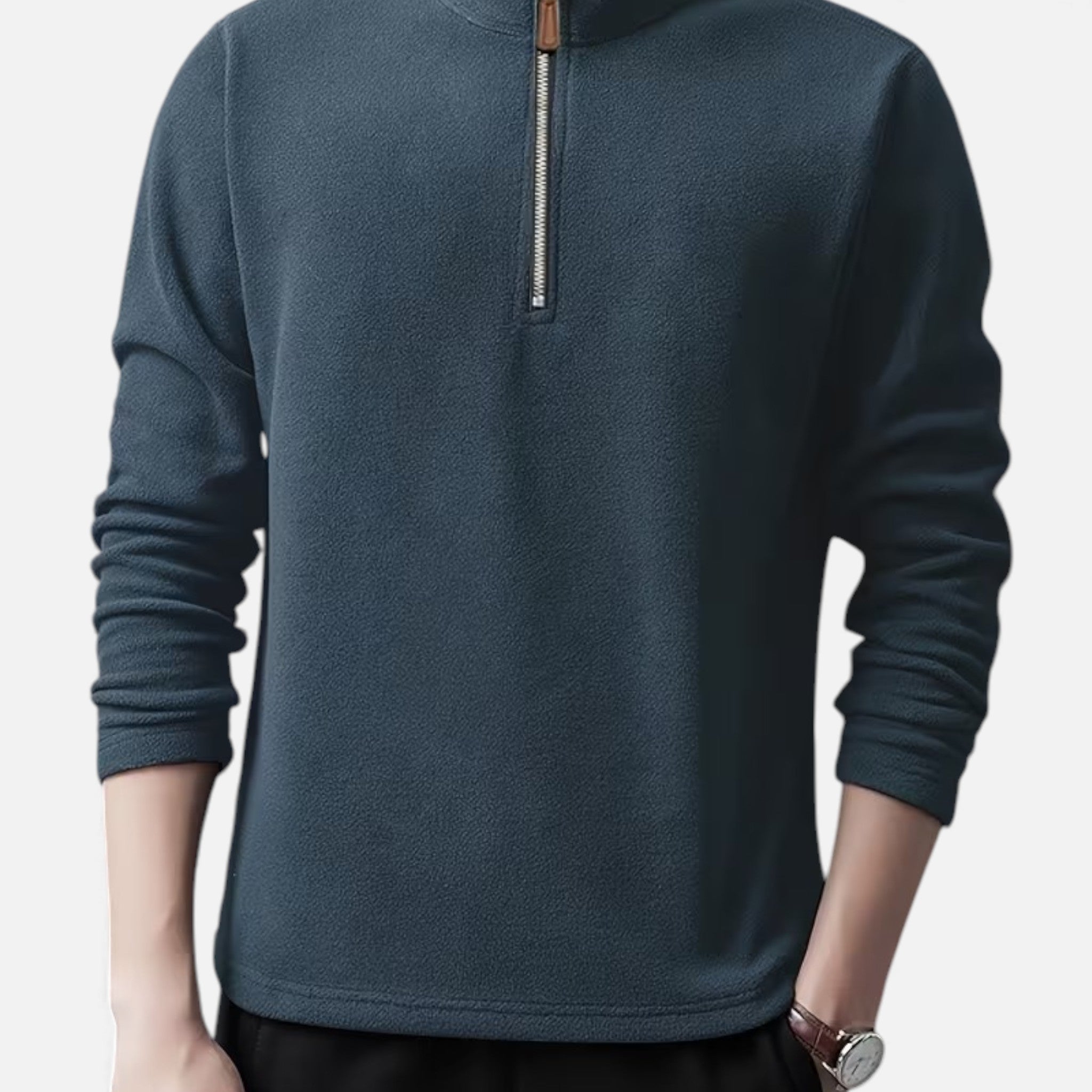 Monvéline | Men’s Lamb-Fleece Sweatshirt – Heritage Stand Collar