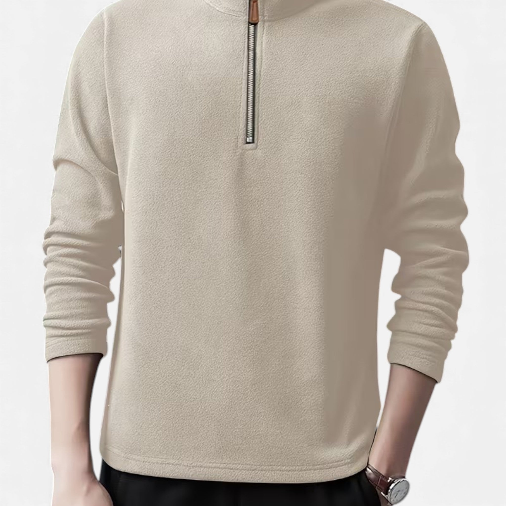 Monvéline | Men’s Lamb-Fleece Sweatshirt – Heritage Stand Collar