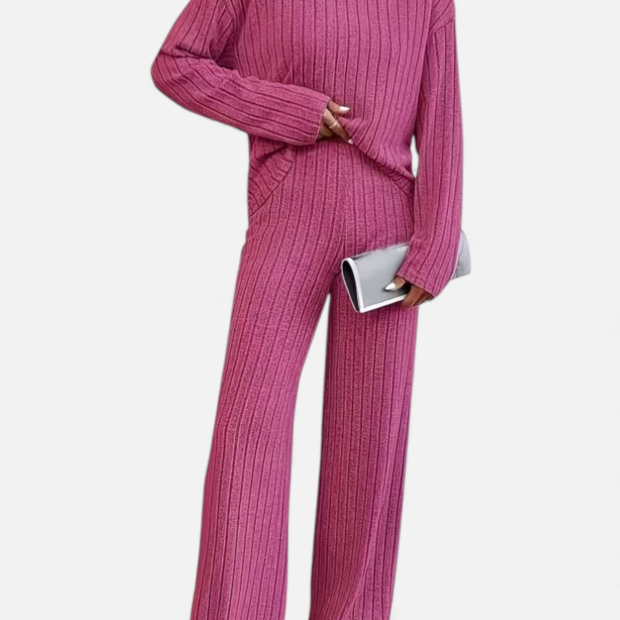 Monvéline | Women’s Two-Piece Set – Refined Ribbed Comfort