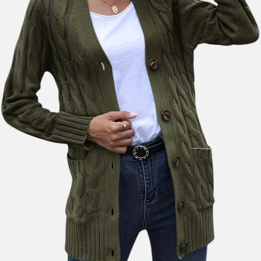 Monvéline | Women’s Cable Knit Cardigan – Heritage Soft-Touch Warmth