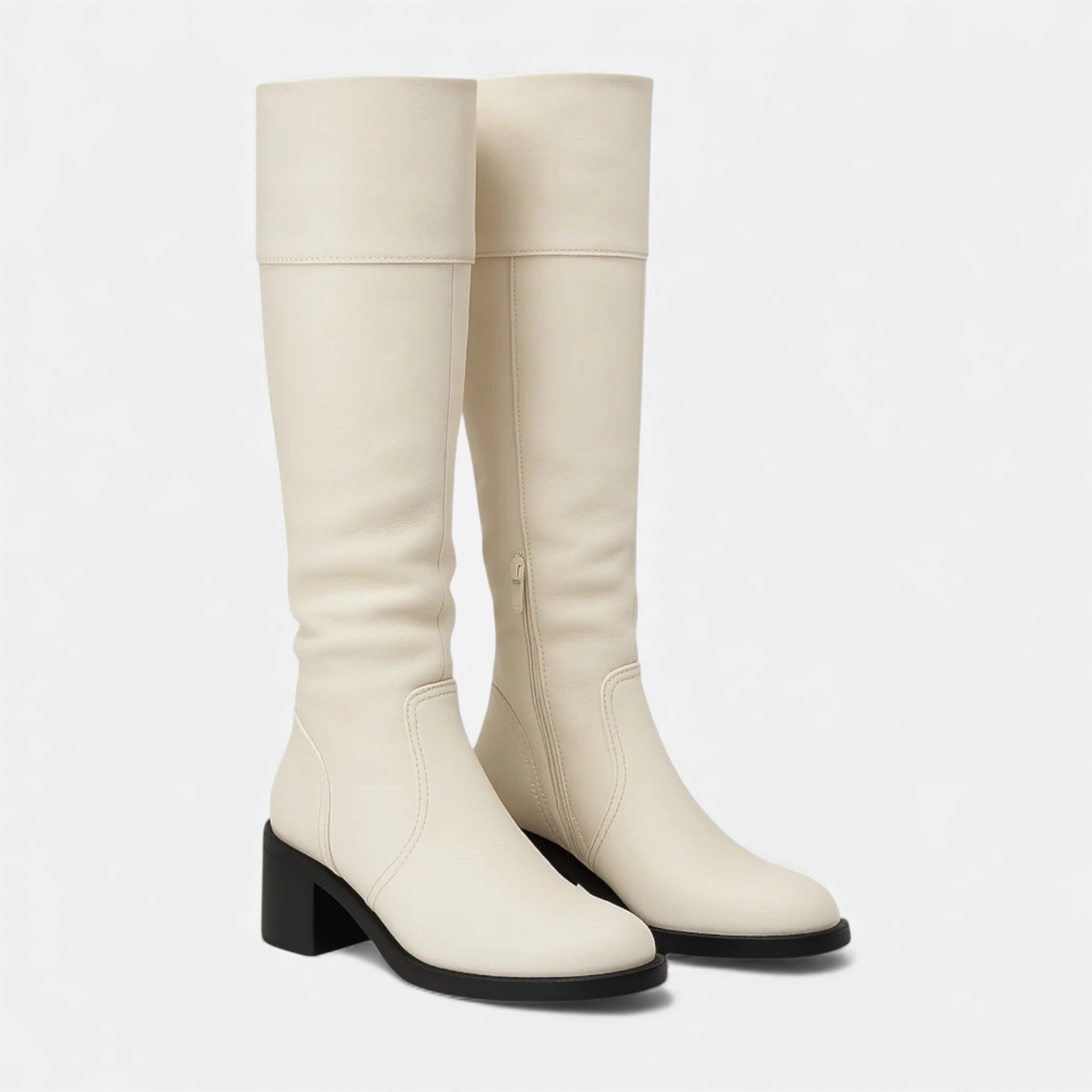 Monvéline | Women’s Leather Boots – Knee-High Sculpted Elegance