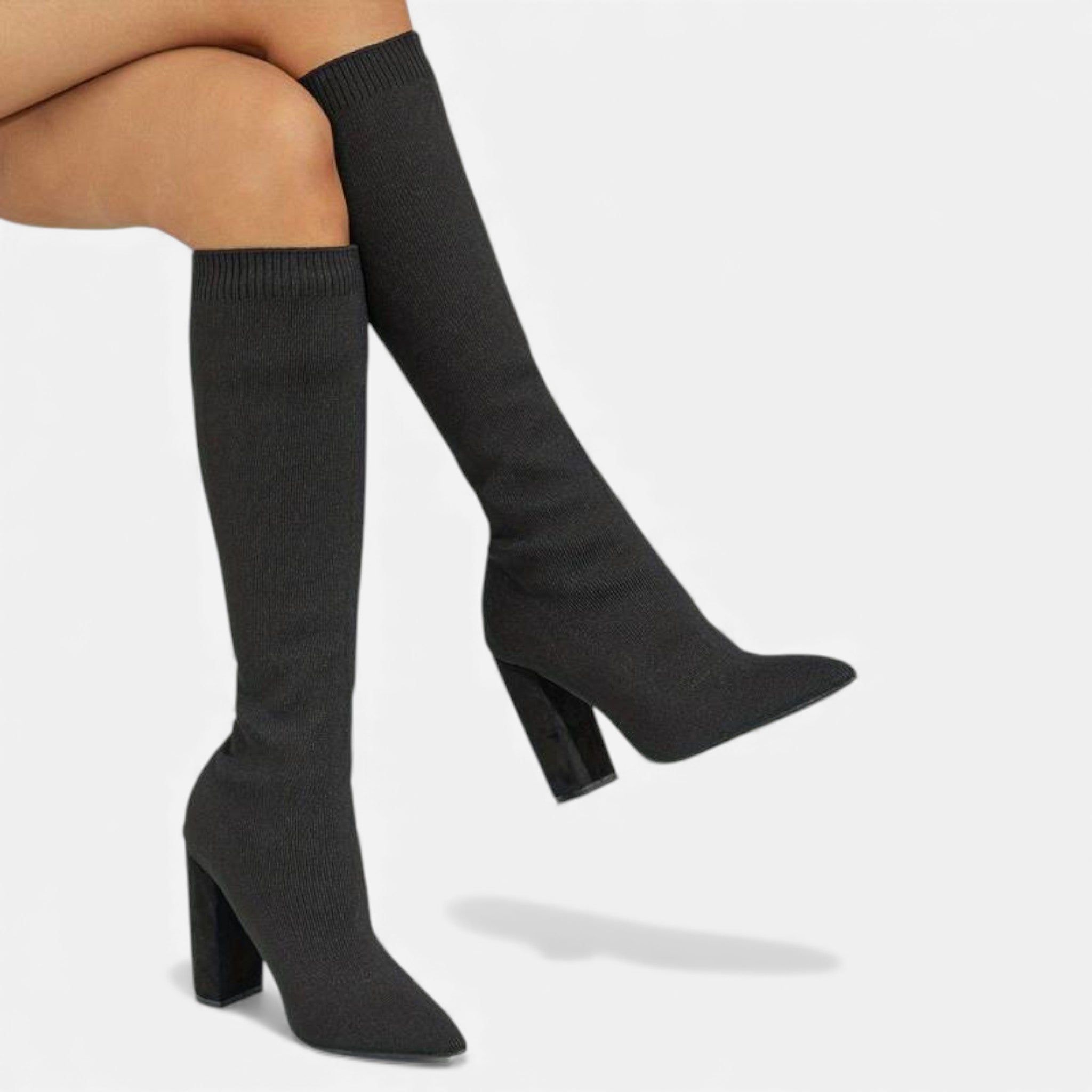 Monvéline | Women’s Knee-High Sock Boots – Refined Contour Fit