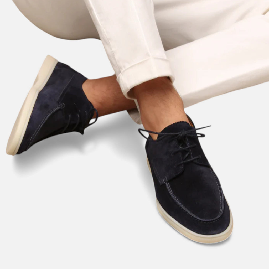 Monvéline | Men’s Lace-Up Loafers – Textured Leather